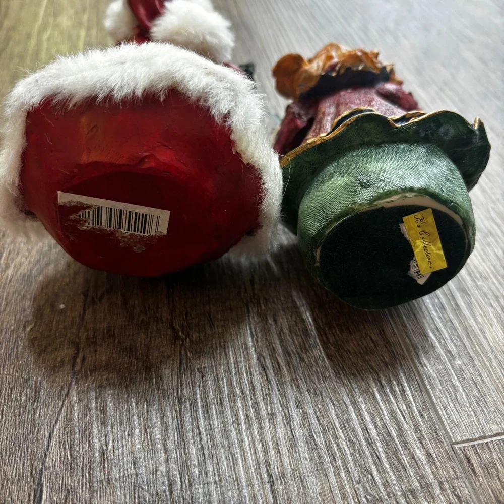 Vintage Santa Claus and Joy Angel Christmas Figurines H's Collection Red Green